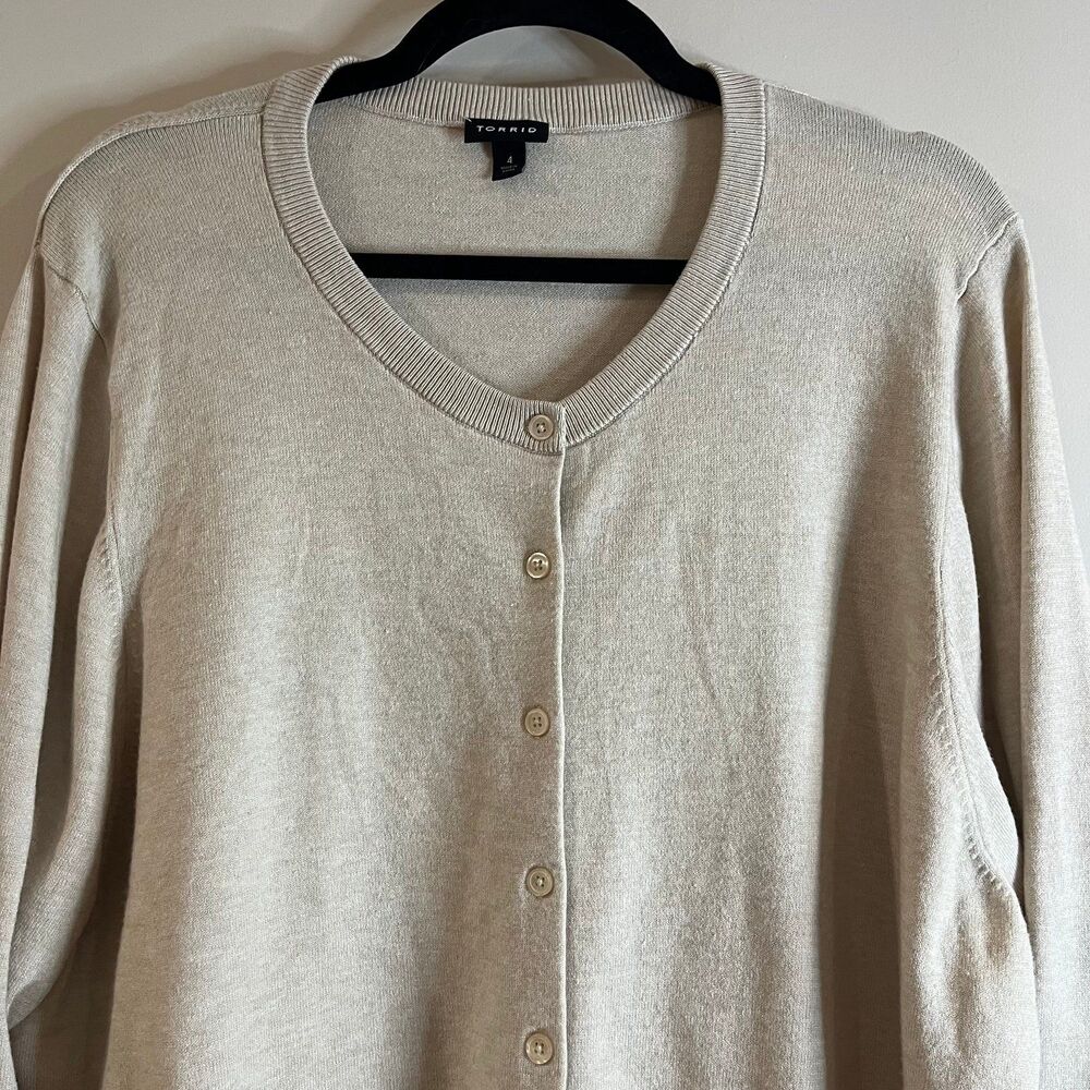 Torrid Cardigan Button-Front Classic Sweater Heather Oatmeal size 4X - Picture 3 of 6